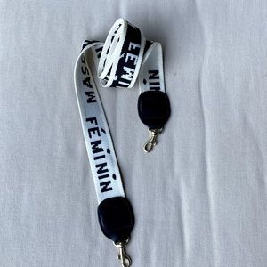 Clare V woven purse strap blk cream